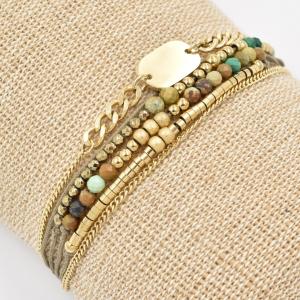 Bracelet ZAG Esi doré multirang Turquoise Africaine