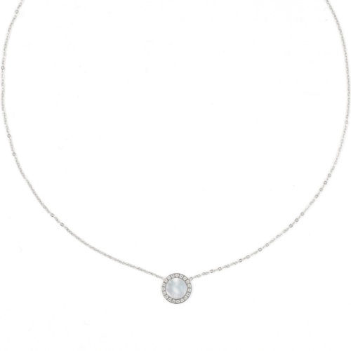 Collier ZAG Linda argent mdaille Nacre blanche
